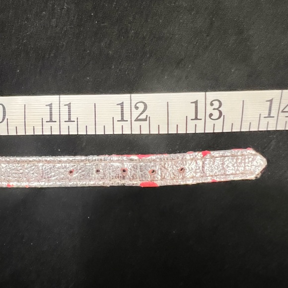 Silver with pink rhinestone hearts 14” dog collar, good condition. - Picture 7 of 8